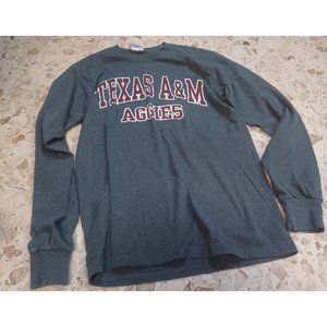 Texas A & M Aggies Long Sleeve Graphic Tee SZ Small Gray & Maroon